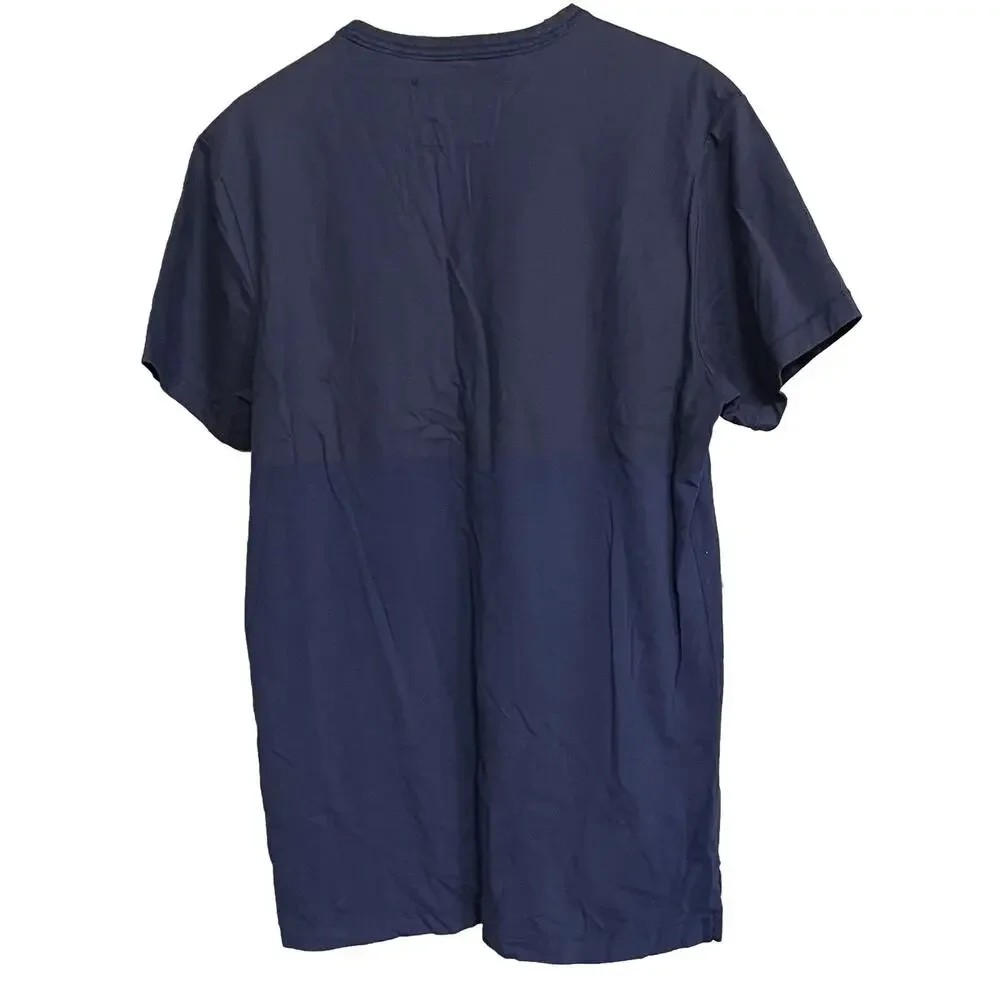 True Religion Jeans T-Shirt‎ Logo Waxed Cotton Top 1/2 Mens L